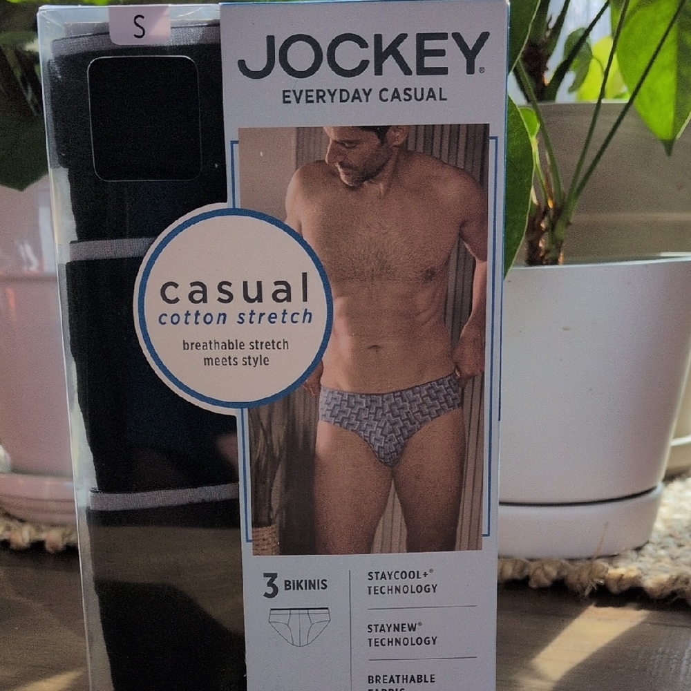 Jockey Everyday Casual Black Men's Cotton Stretch Bikini Briefs - 3 Pack